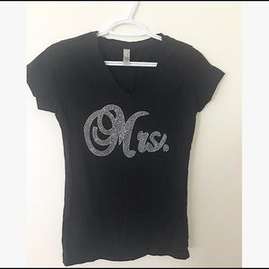 Mrs. Shirt with crystals- handmade